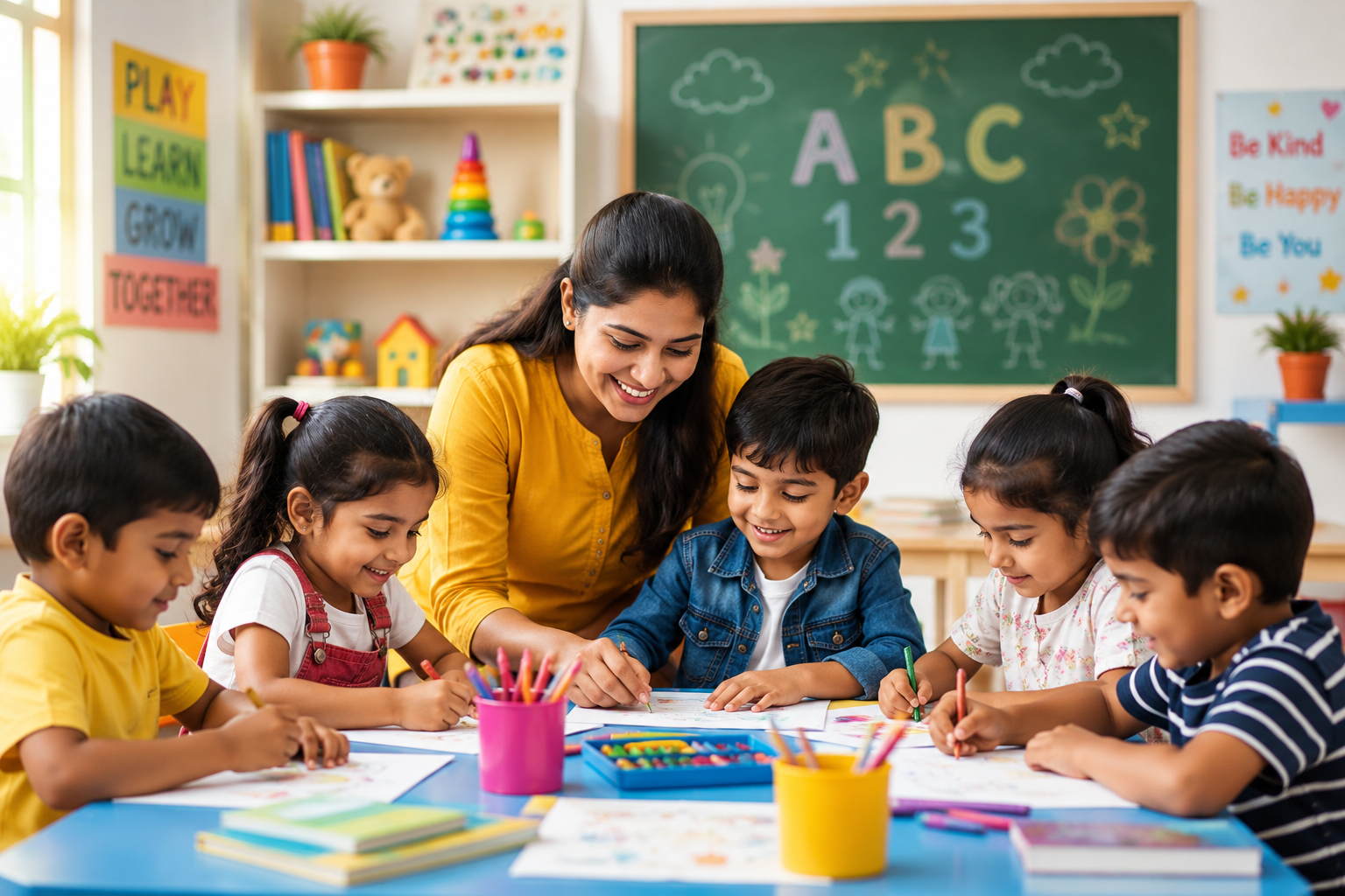 Happy kids learning